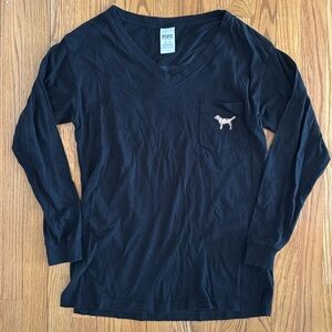 Pink long sleeve v neck Sequin Shirt XS